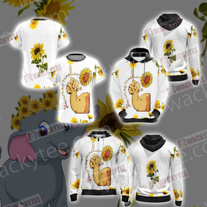 Elephant And Sunflower Unisex Zip Up Hoodie Jacket