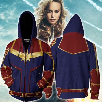 Captain Marvel Cosplay New Look Zip Up Hoodie Jacket 4XL