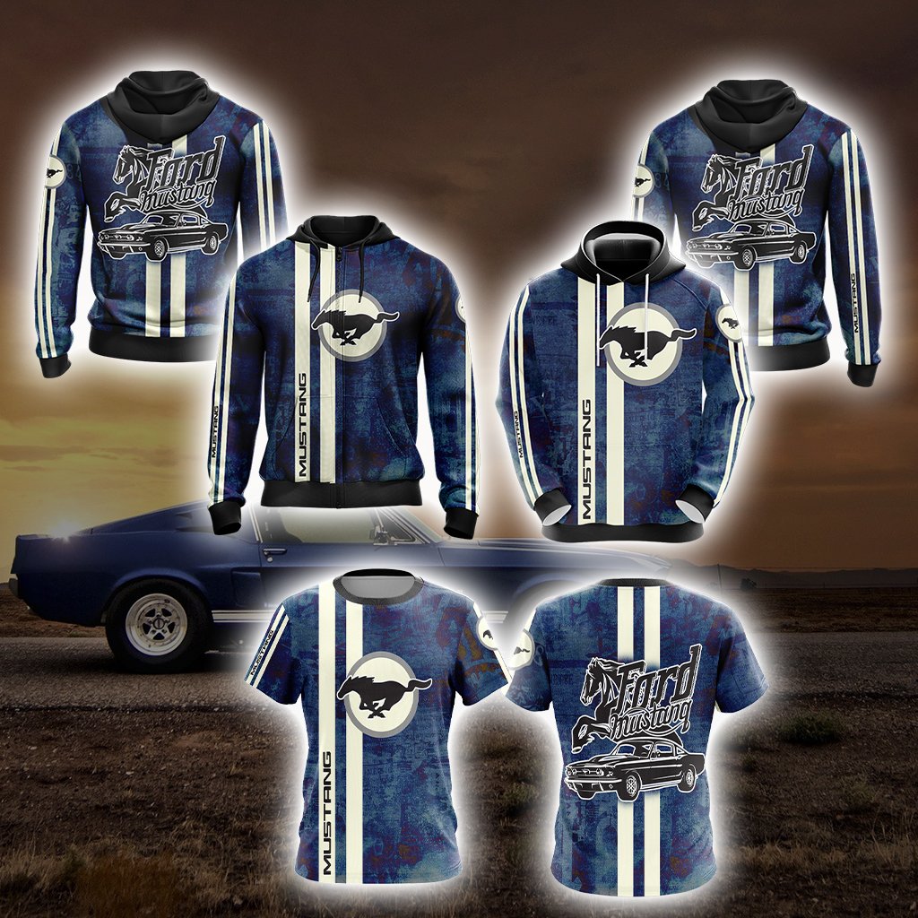 Mustang Racing Car Unisex Zip Up Hoodie