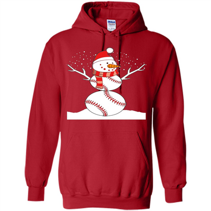 Cute Baseball Snowman Christmas T-Shirt Red