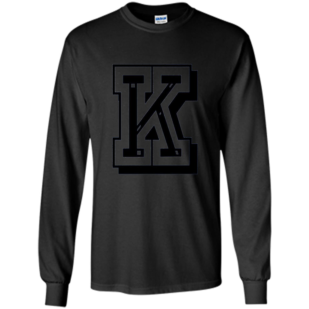 Letter K Initial T-Shirt for Names or Spelling Words Black