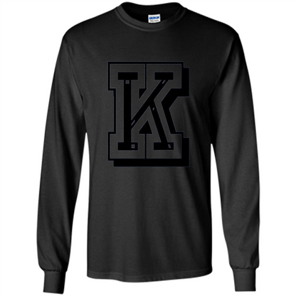 Letter K Initial T-Shirt for Names or Spelling Words Black