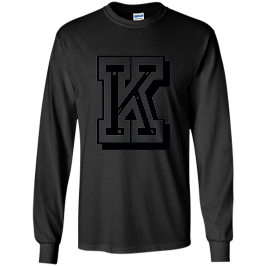 Letter K Initial T-Shirt for Names or Spelling Words Black