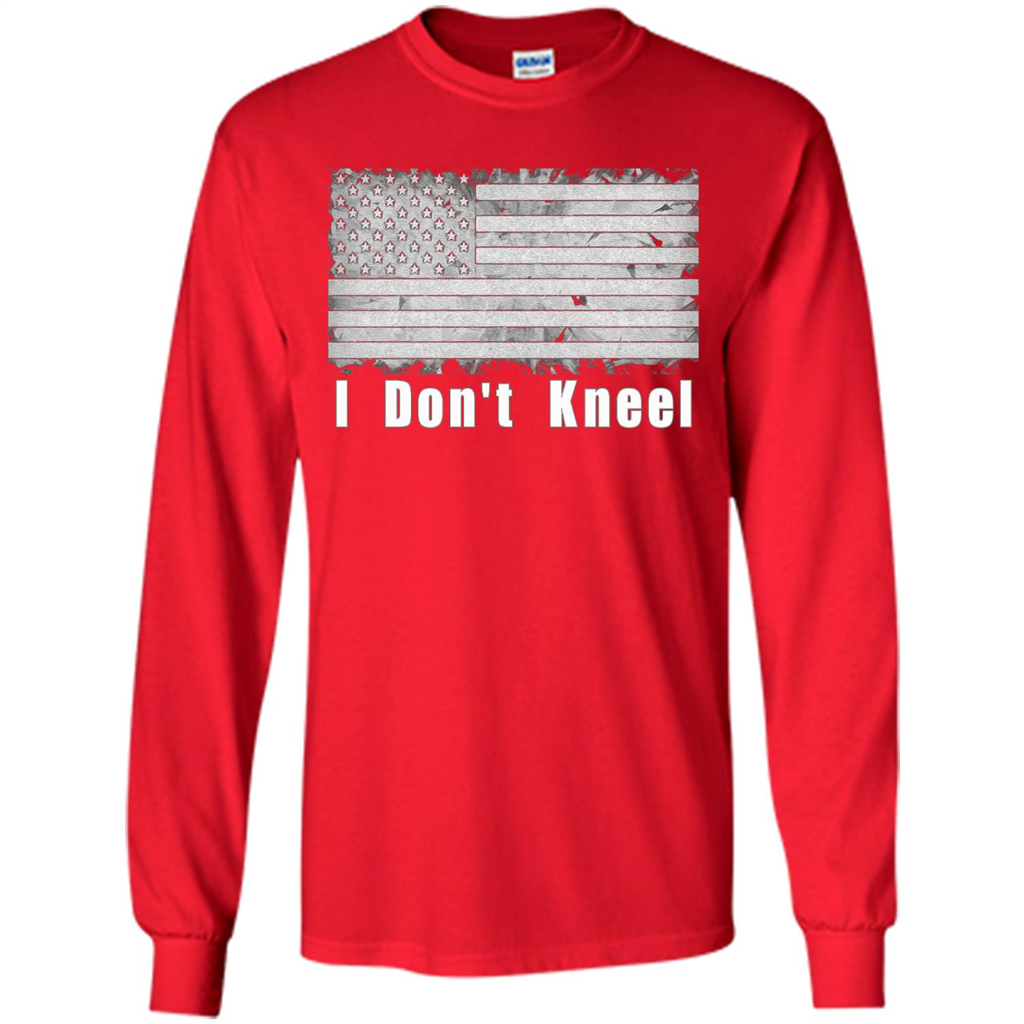 American T-shirt I Don't Kneel Patriotic American Flag Red