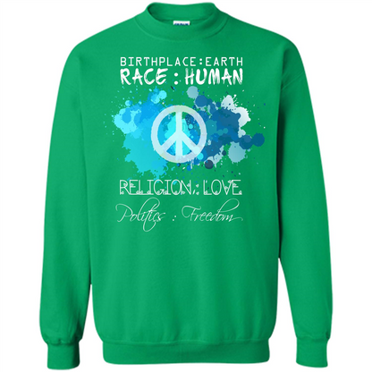 Birthplace Earth Race Human Religion Love T-shirt Irish Green