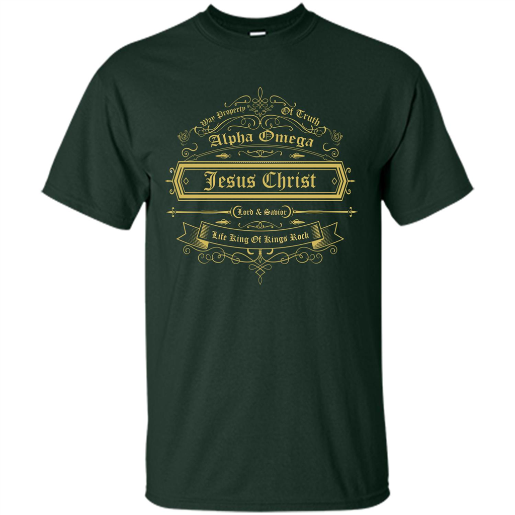 Christian T-shirt Way Property Of Truth Jesus Christ Alpha Omega Lord Forest Green
