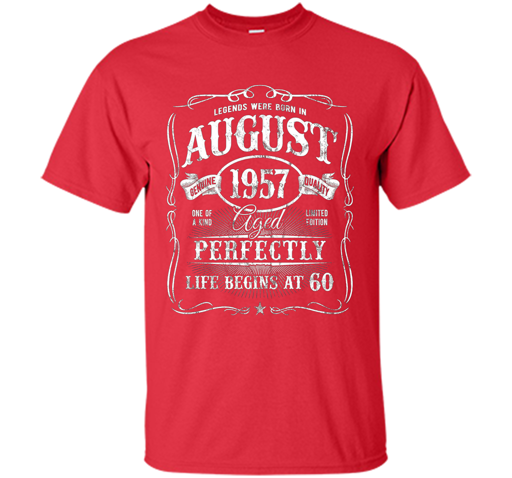 August T-shirt Legends Were Born In August 1957 T-shirt Red