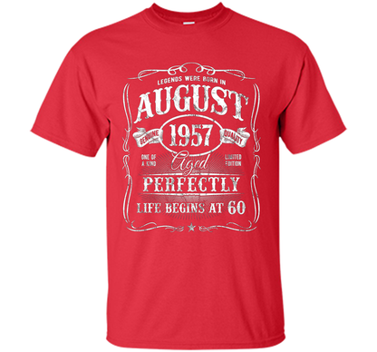August T-shirt Legends Were Born In August 1957 T-shirt Red