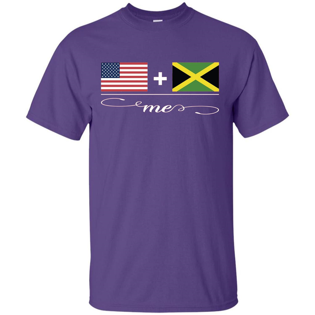 American + Jamaican = Me USA and Jamaica Flags T-shirt Purple