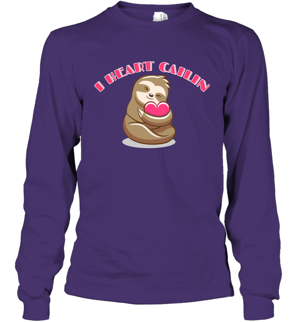 I Heart Cailin Sloth Shirt Long Sleeve T-Shirt Long Sleeve T-Shirt Purple