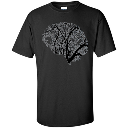 Science Nature T-Shirt Head Brain Tree Black