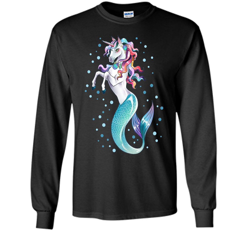 Unicorn Mermaid Mermicorn Cute T-Shirt Gifts for Girls kids cool shirt Black
