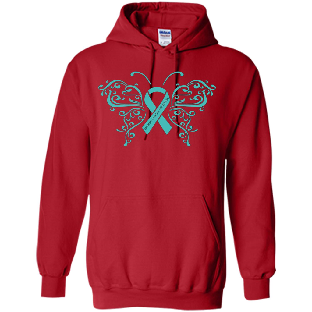 Ovarian Cancer Awareness Butterfly T-Shirt Red