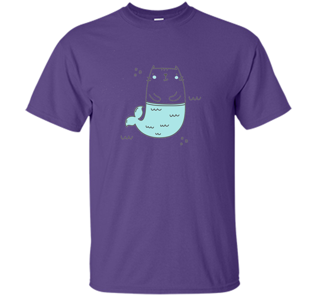 MerKitty Mermaid Cat Girls Shirt Blue shirt Purple