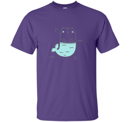 MerKitty Mermaid Cat Girls Shirt Blue shirt Purple