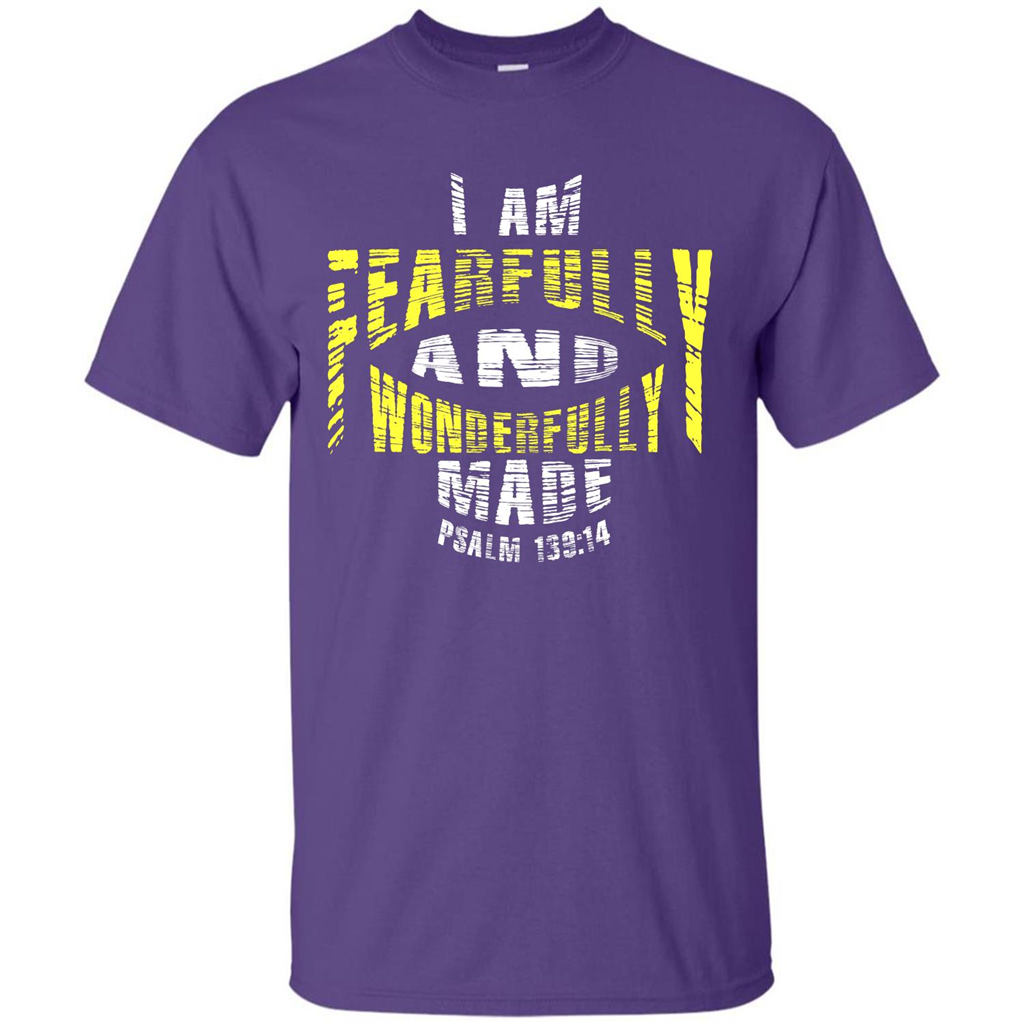 Christian T-shirt I Am Fearfully And Wonderfully Made Psalm Purple