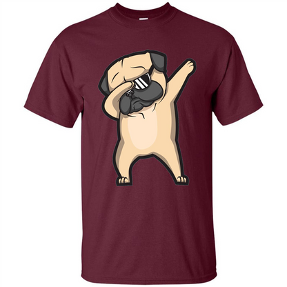 Dabbing Pug Shirt - Cute Funny Dog Dab T-shirt Maroon