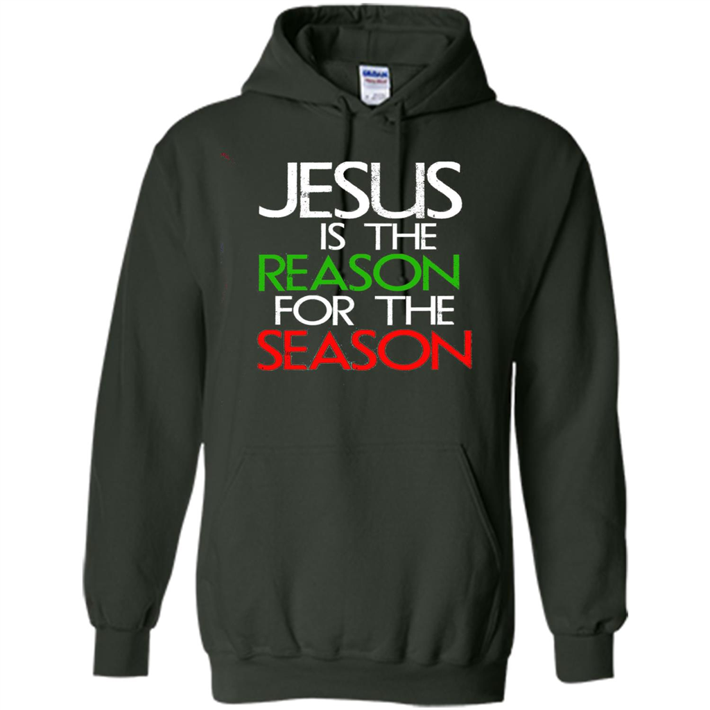 Jesus Is The Reason For The Season Christmas Christian T-Shirt Forest Green