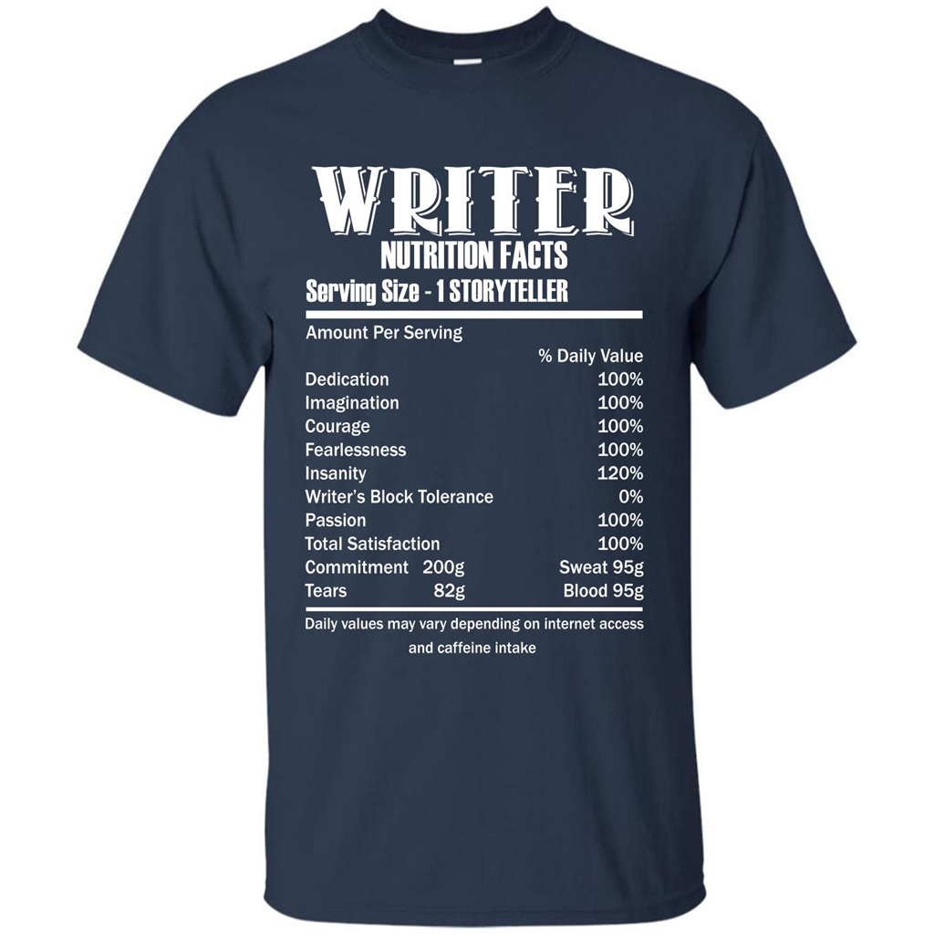 Writer Nutrition Facts Serving Size T-shirt Navy