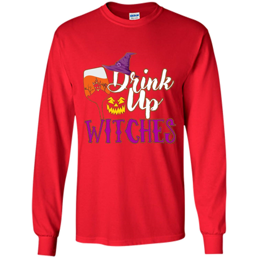 Drink Up Witches T Shirt Funny Halloween Costume Red