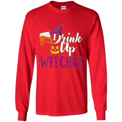 Drink Up Witches T Shirt Funny Halloween Costume Red
