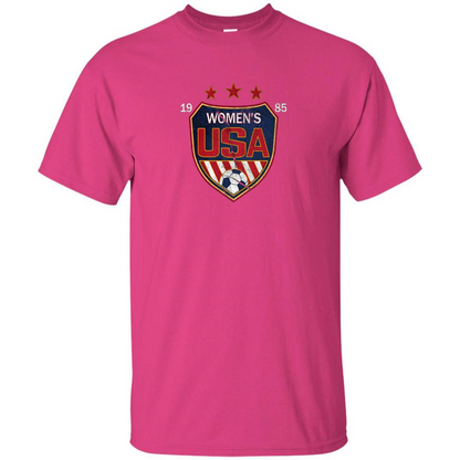 US National Woman's Soccer T-shirt USA Shield 1985 T-shirt Heliconia