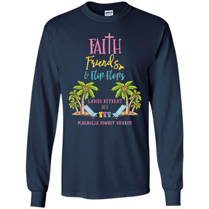 Ladies Beach Retreat 2017 T-shirt Faith Friends And Flip Flops Navy