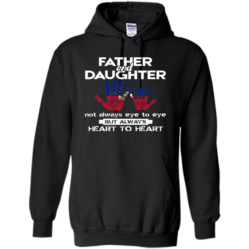 Father And Daughter Father's Day T-shirt Heart To Heart Black