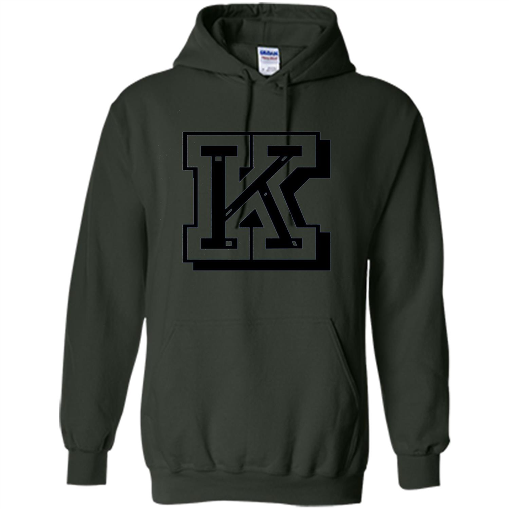 Letter K Initial T-Shirt for Names or Spelling Words Forest Green