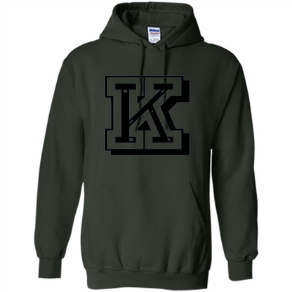 Letter K Initial T-Shirt for Names or Spelling Words Forest Green