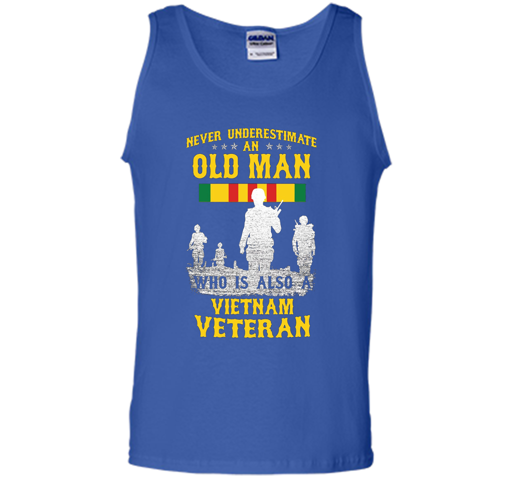Mens Never Underestimate an OLD MAN Vietnam Veteran - Gift Tee cool shirt Royal