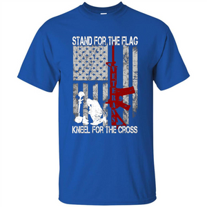 Mens Stand for the flag Kneel for the cross T Shirt