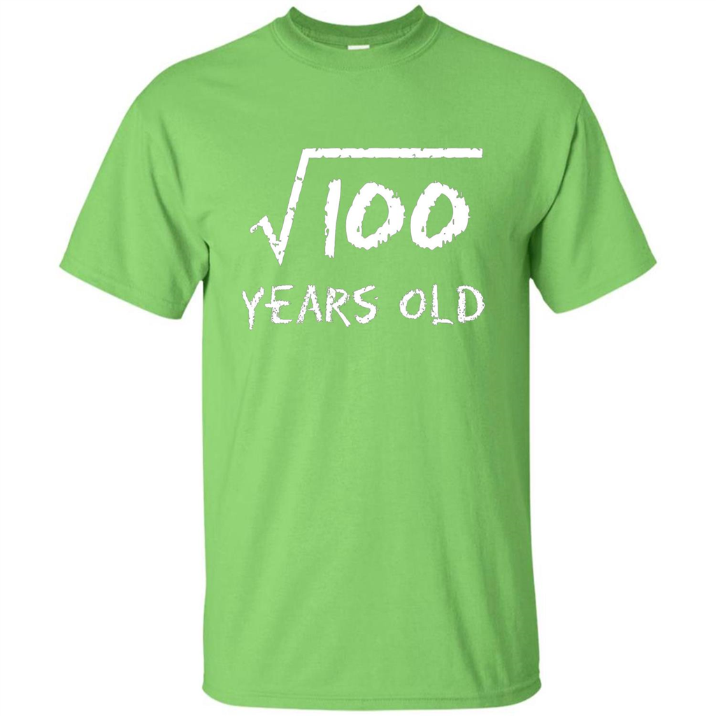 Square Root Of 100 T-shirt 10th Birthday 10 Years Old T-Shirt Lime
