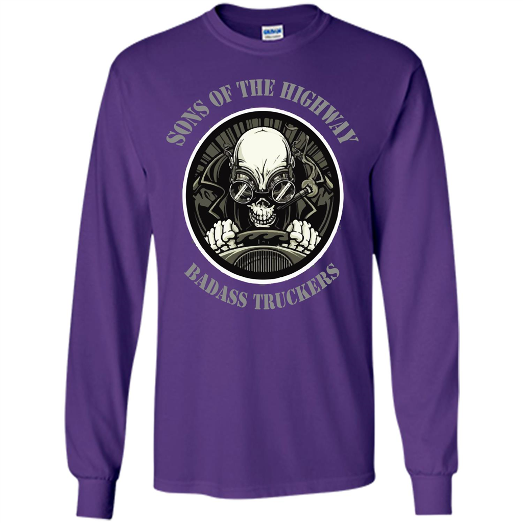 Trucker T-shirt Sons Of The Highway Badass Truckers T-shirt Purple