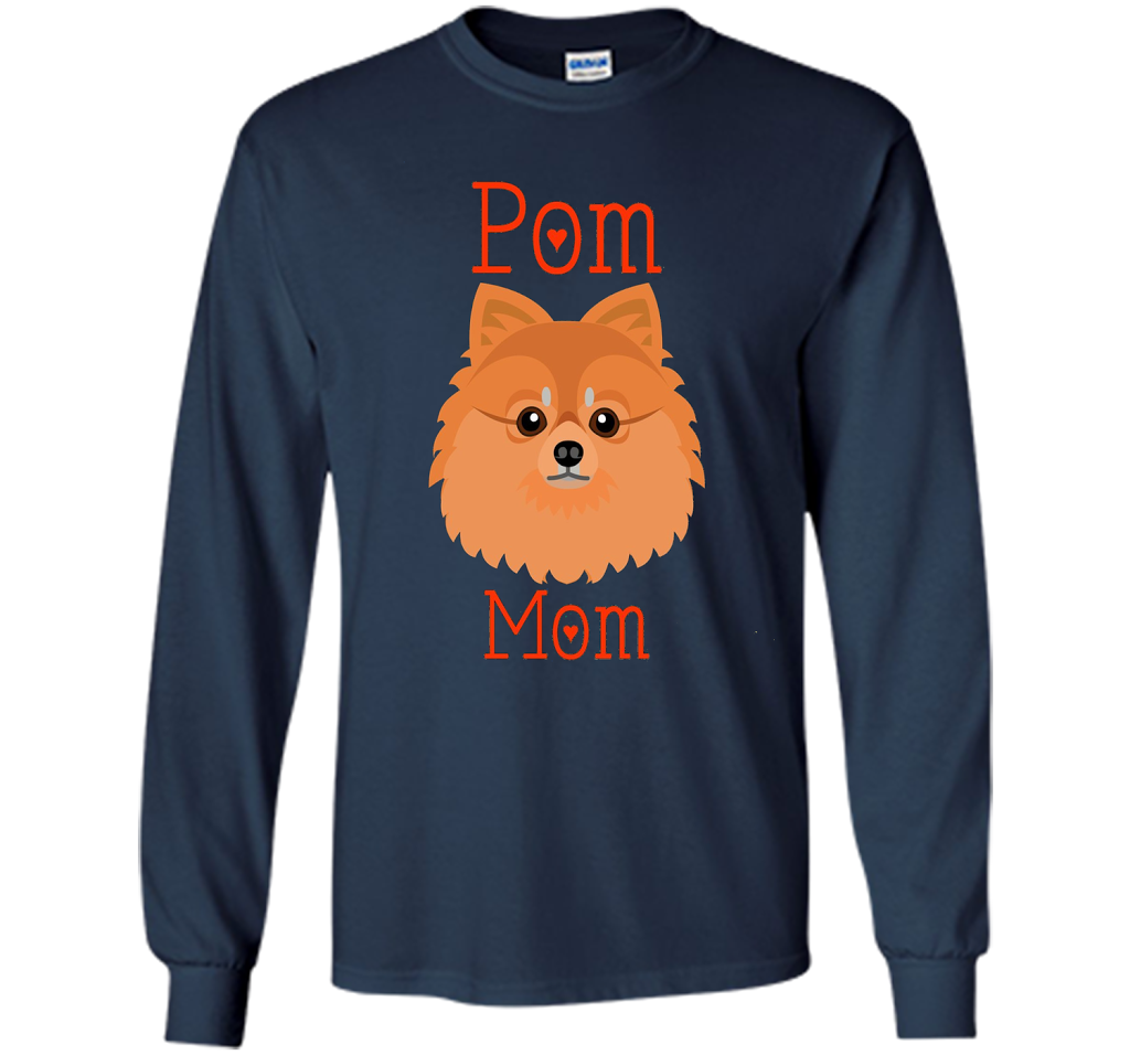 Pom Mom Pomeranian Dog Funny Shirt cool shirt Navy
