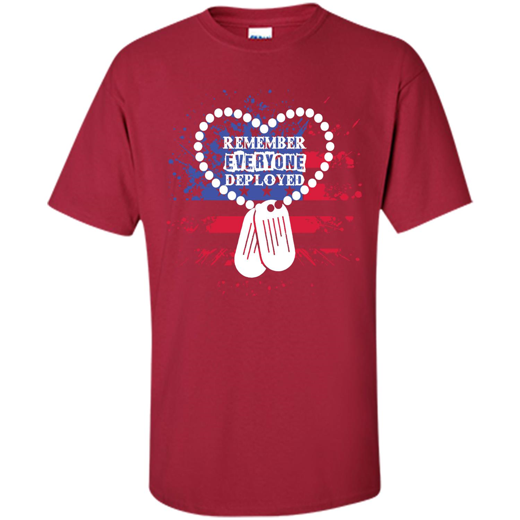 Military T-shirt RED Remember Everyone Deployed Cardinal