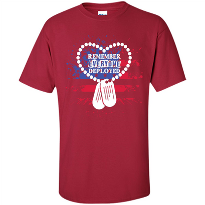 Military T-shirt RED Remember Everyone Deployed Cardinal