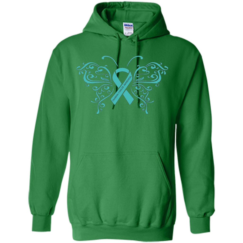 Ovarian Cancer Awareness Butterfly T-Shirt Irish Green