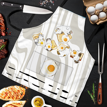 Cute Cat Fried Egg 3D Apron All Over Print Apron