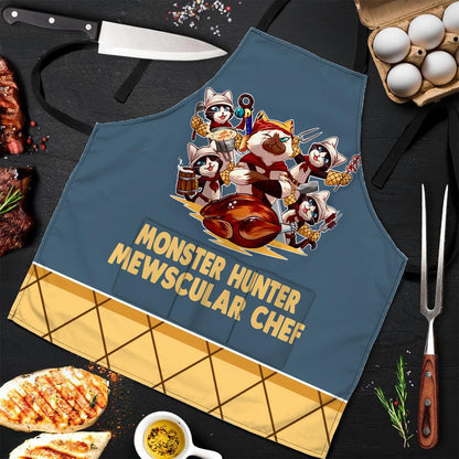 Monster Hunter Meowscular Chef 3D Apron All Over Print Apron