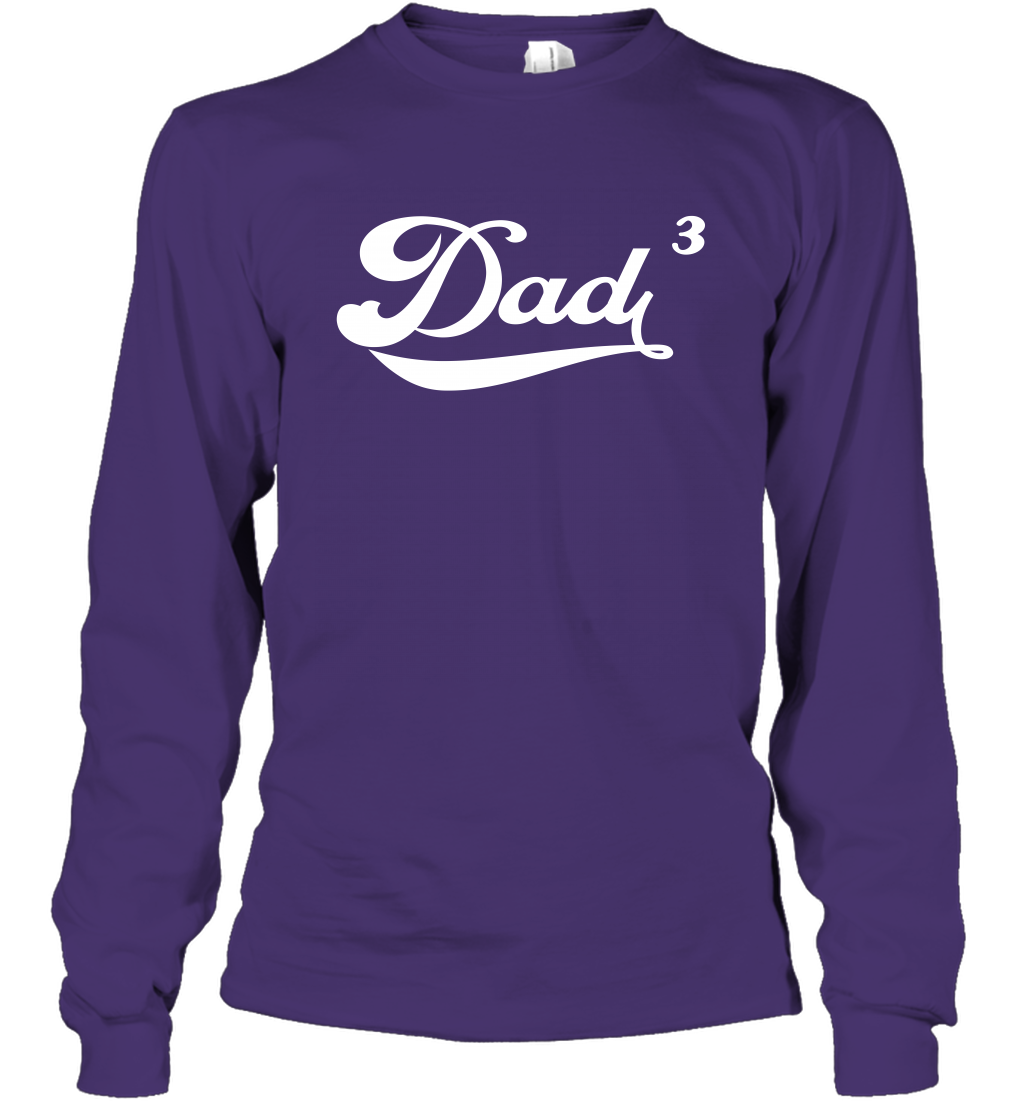 Dad 3 Cubed Dad To The Third Power Three Kids Shirt Long Sleeve T-Shirt Long Sleeve T-Shirt Purple