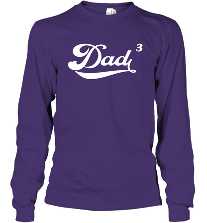 Dad 3 Cubed Dad To The Third Power Three Kids Shirt Long Sleeve T-Shirt Long Sleeve T-Shirt Purple