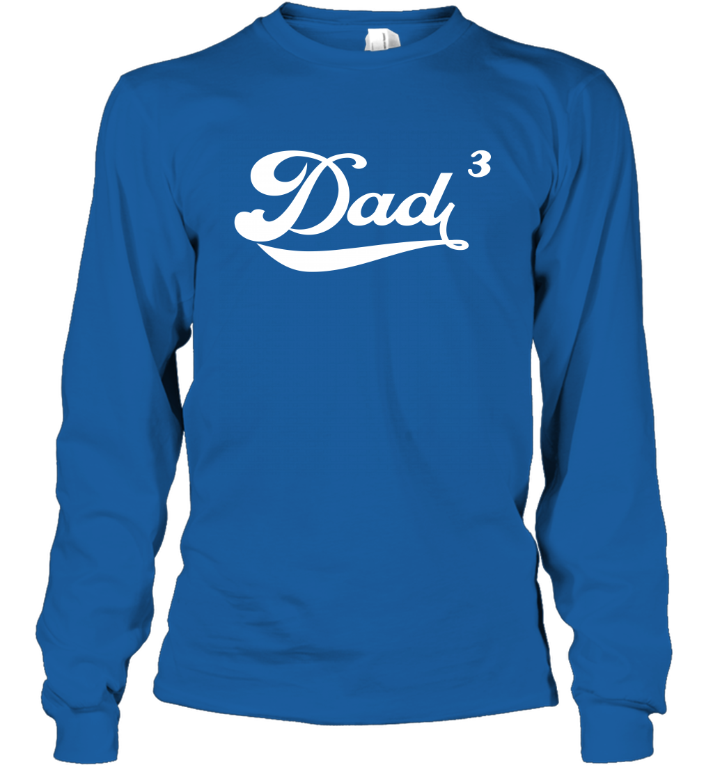 Dad 3 Cubed Dad To The Third Power Three Kids Shirt Long Sleeve T-Shirt Long Sleeve T-Shirt Royal