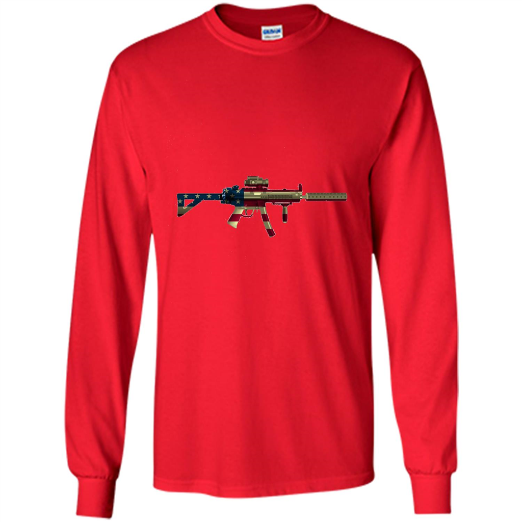 Assault Rifle Gun Flag Red White And Blue Gun T-shirt Red