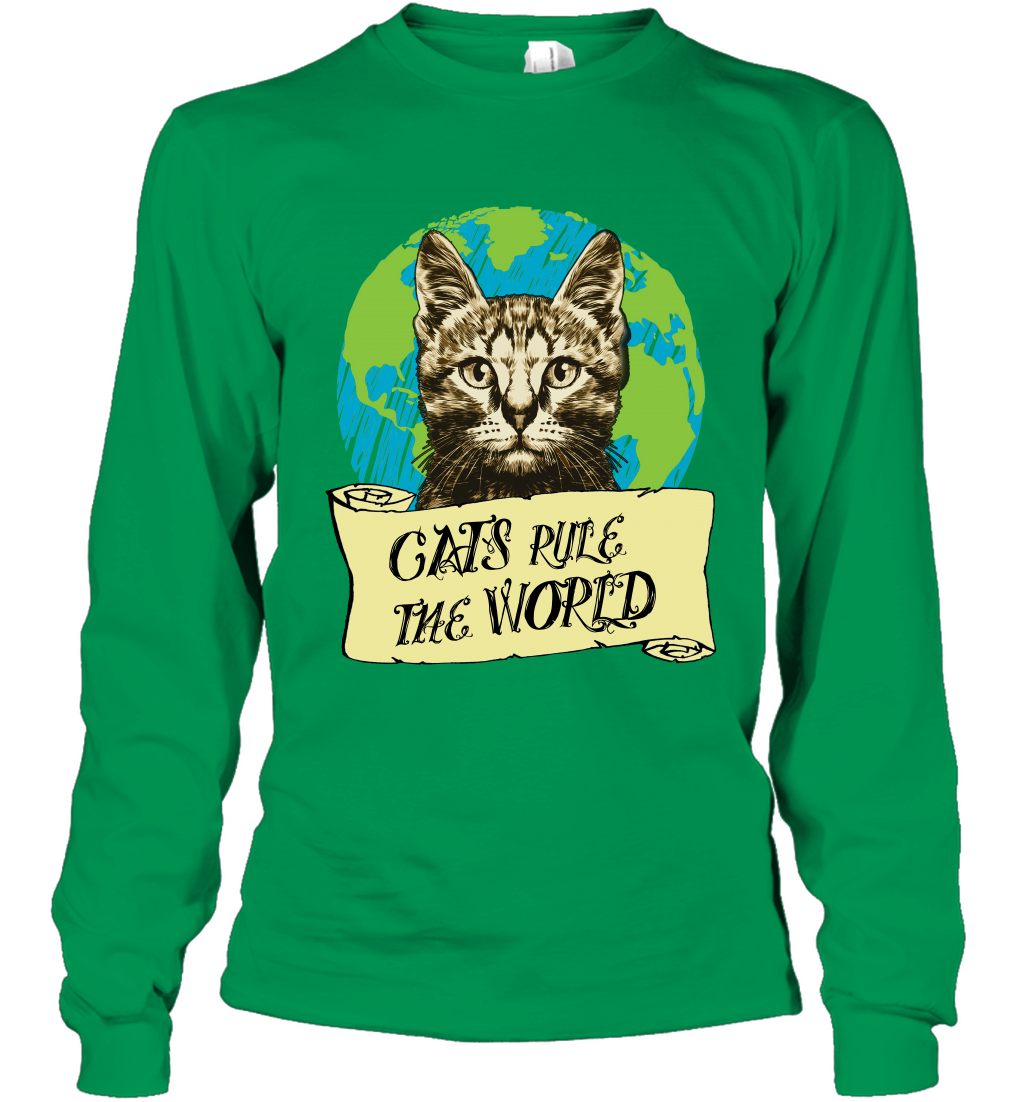Cats Rule The World Kitten Shirt Long Sleeve T-Shirt Long Sleeve T-Shirt Irish Green