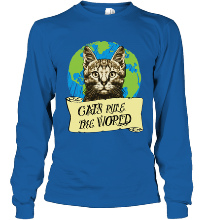Cats Rule The World Kitten Shirt Long Sleeve T-Shirt Long Sleeve T-Shirt Royal