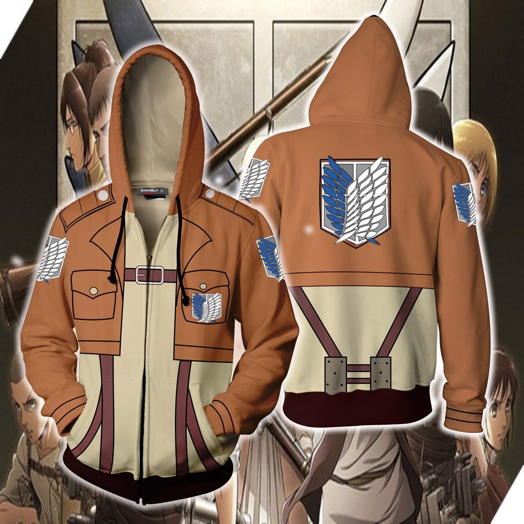 Attack On Titan Eren Yeager Cosplay Zip Up Hoodie Jacket 4XL