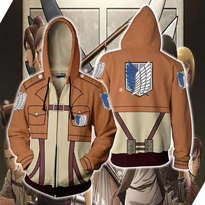 Attack On Titan Eren Yeager Cosplay Zip Up Hoodie Jacket 4XL