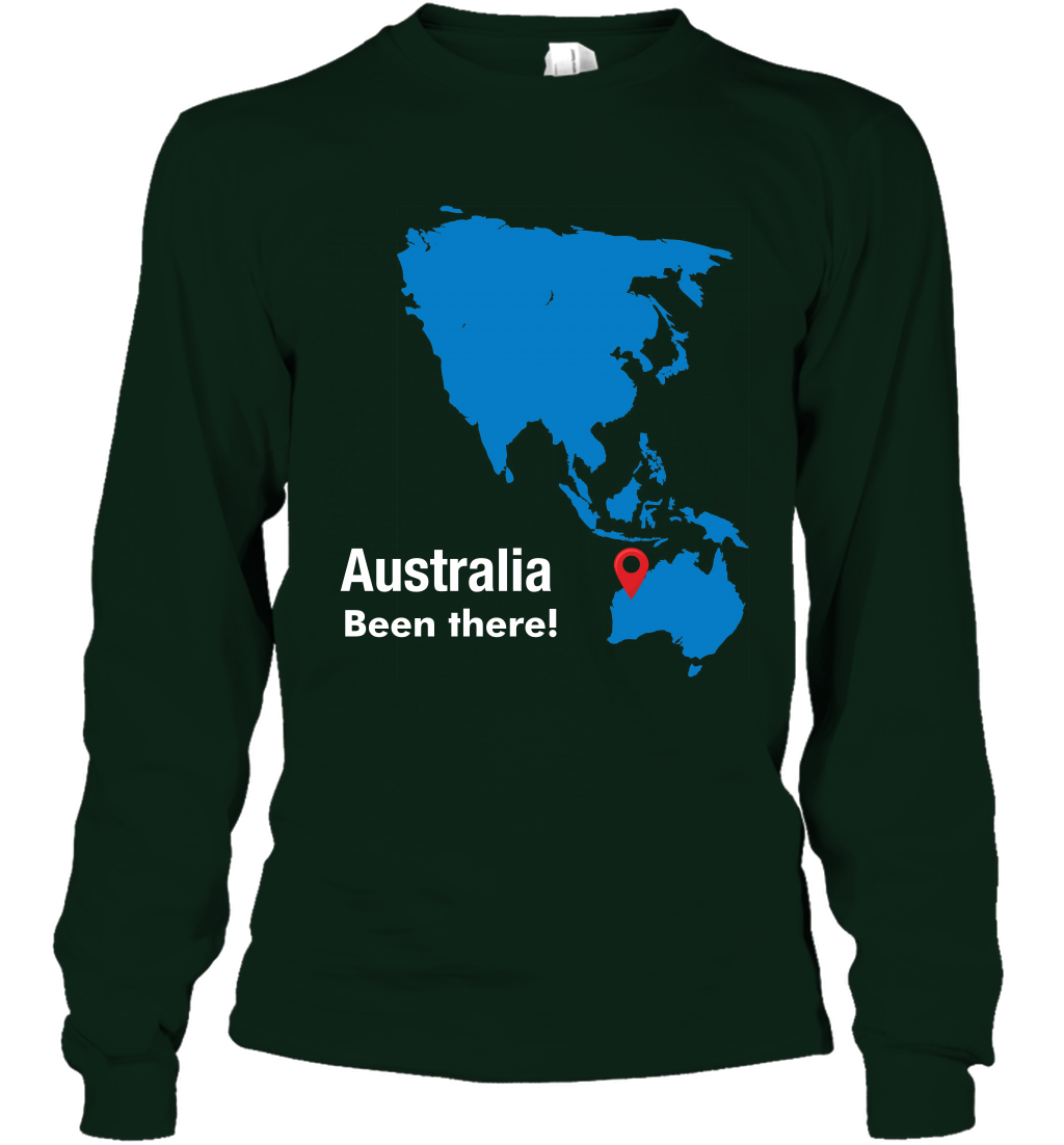 Australia Been There Map Shirt Long Sleeve T-Shirt Long Sleeve T-Shirt Forest Green