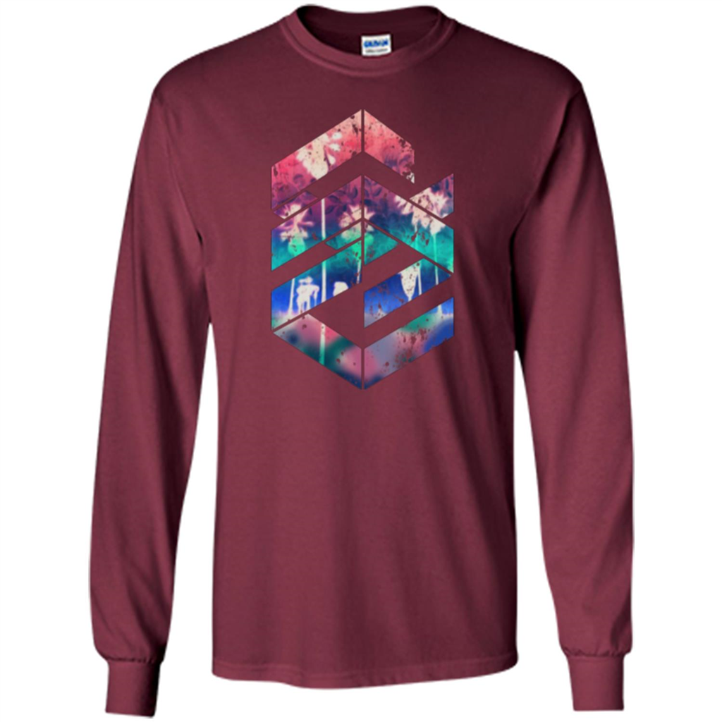 Red Summer Beach Palm Trees T-shirt Maroon
